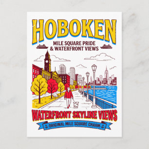 Hoboken Waterfront Skyline Views Mile Square Postcard