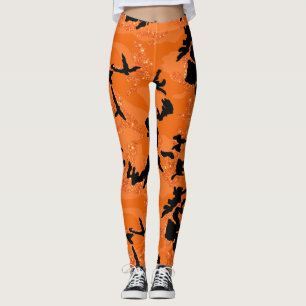 HOC Orange Glitter Halloween Edition Camo Leggings