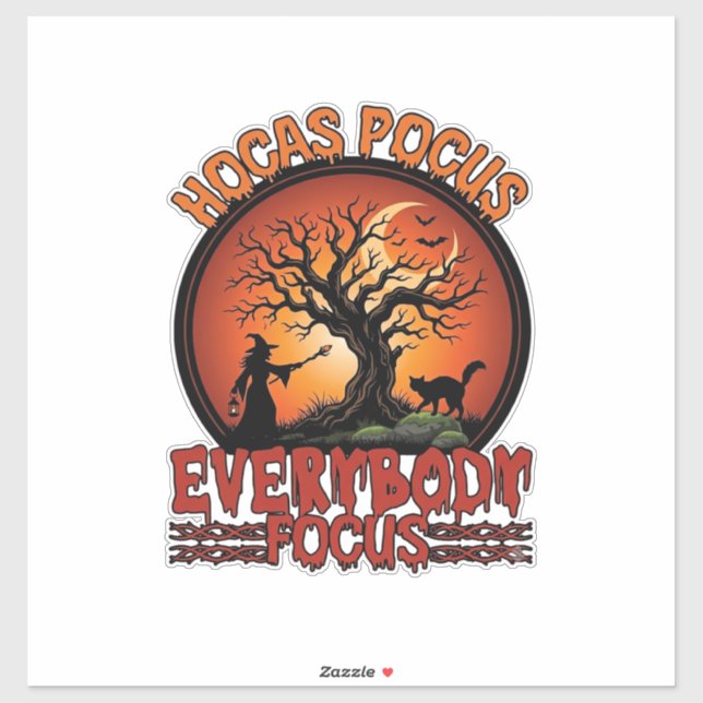 Hocas Pocus Everybody Focus Spooky Tree Witch Cat (Sheet)
