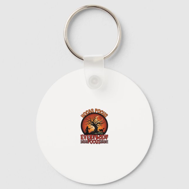 Hocas Pocus Everybody Focus Spooky Tree Witch Cat Key Ring (Front)