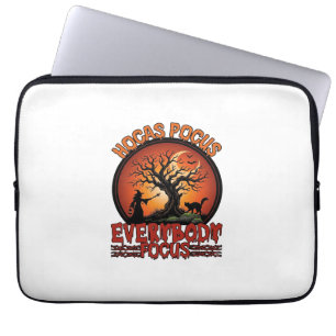 Hocas Pocus Everybody Focus Spooky Tree Witch Cat Laptop Sleeve