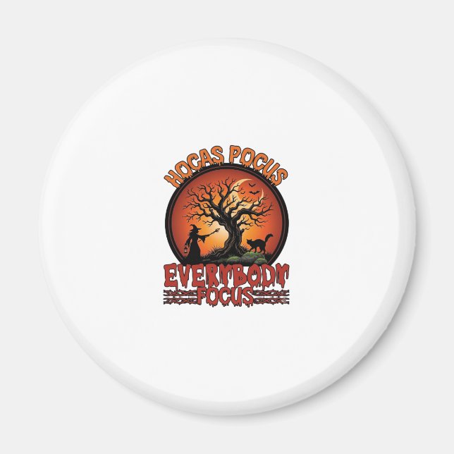 Hocas Pocus Everybody Focus Spooky Tree Witch Cat Magnet (Front)