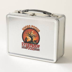Hocas Pocus Everybody Focus Spooky Tree Witch Cat Metal Lunch Box