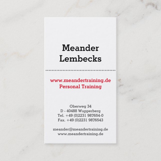 Hochformat Typo Karten Business Card (Front)