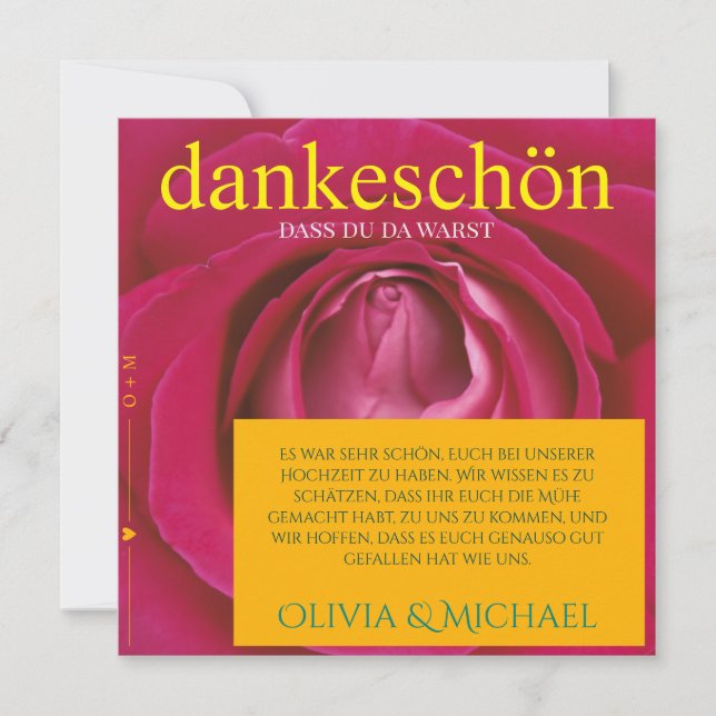 Hochzeit Dankeskarte auf deutsch Thank You Card (Front)