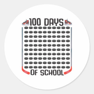 Hockey 100 Days Of School Sports Boys Girls Costum Classic Round Sticker