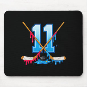 Hockey 11 Year Old Ice Cream Drip Youth 11th Birth Mouse Mat
