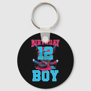 Hockey 12 Year Old Ice Cream Drip 12th Birthday Bo Key Ring