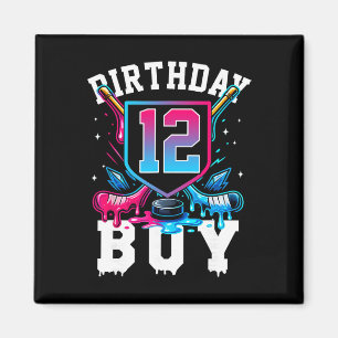 Hockey 12th Birthday Boy Ice Cream Drip 12 Years O Magnet