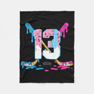 Hockey 13 Years Old Ice Cream Drip 13th Birthday K Fleece Blanket