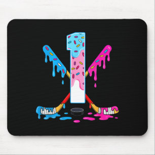 Hockey 1 Years Old Ice Cream Drip 1st Birthday Kid Mouse Mat