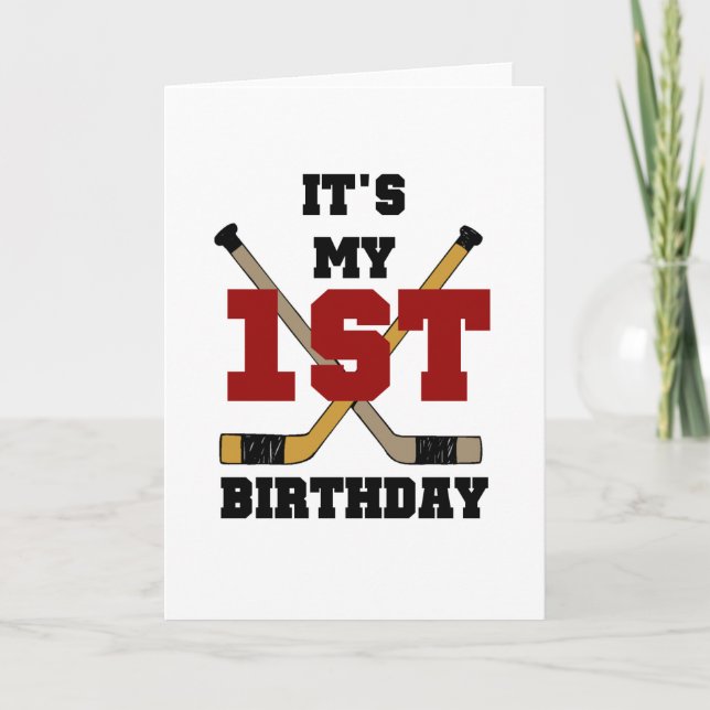 Hockey 1st Birthday Tshirts and Gifts Card (Front)
