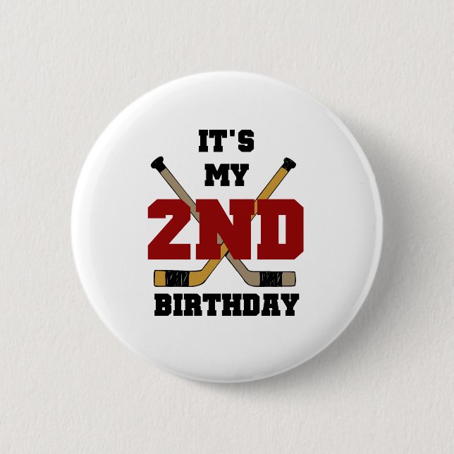 Hockey 2nd Birthday 6 Cm Round Badge (Front)
