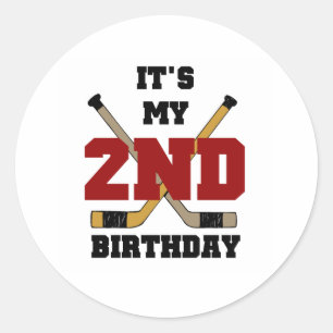 Hockey 2nd Birthday Classic Round Sticker