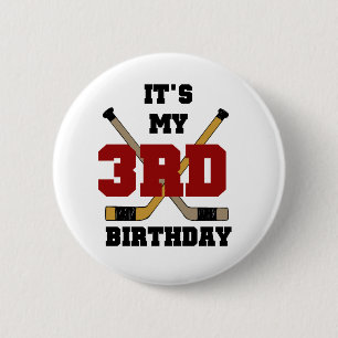 Hockey 3rd Birthday Tshirts and Gifts 6 Cm Round Badge