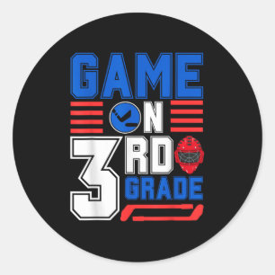 Hockey 3rd Grade Game Day Back To School For Boys Classic Round Sticker