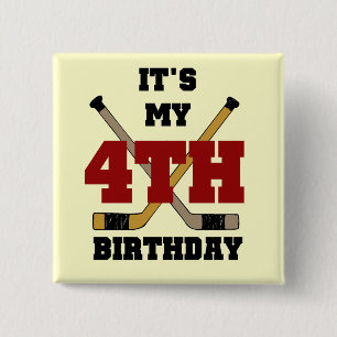 Hockey 4th Birthday Tshirts and Gifts 15 Cm Square Badge