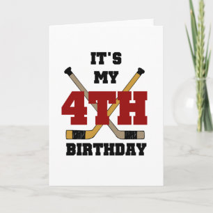 Hockey 4th Birthday Tshirts and Gifts Card