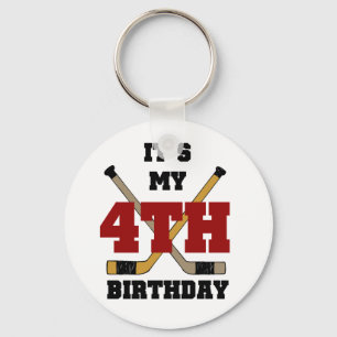 Hockey 4th Birthday Tshirts and Gifts Key Ring