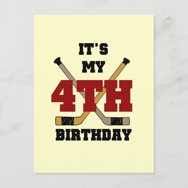 Hockey 4th Birthday Tshirts and Gifts Postcard (Front)