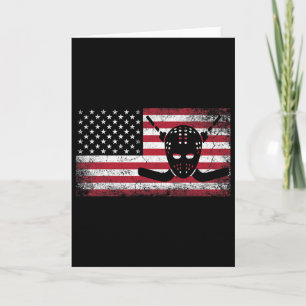 Hockey 4th Of July American Flag Patriotic Usa Men Card