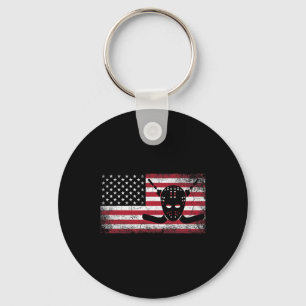Hockey 4th Of July American Flag Patriotic Usa Men Key Ring