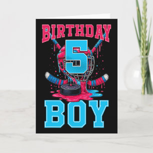 Hockey 5 Year Old Ice Cream Drip 5th Birthday Boy Card