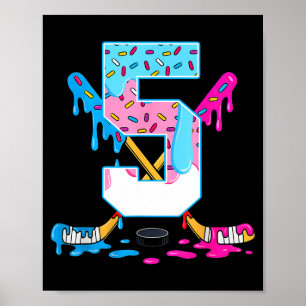 Hockey 5 Years Old Ice Cream Drip 5th Birthday Kid Poster