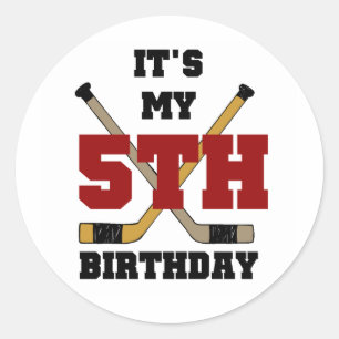 Hockey 5th Birthday Tshirts and Gifts Classic Round Sticker