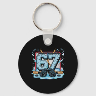 Hockey 67 Drip Ice Rink Gloves Meme Six Seven Spor Key Ring
