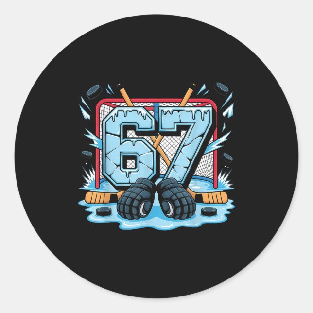 Hockey 67 Drip Ice Rink Gloves Meme Six Seven Srts Classic Round Sticker (Front)
