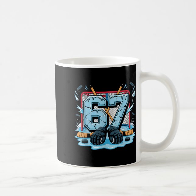 Hockey 67 Drip Ice Rink Gloves Meme Six Seven Srts Coffee Mug (Right)