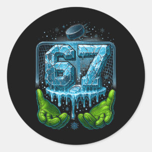 Hockey 67 Six Seven Funny Six Seven 6 7 Gen Alpha Classic Round Sticker