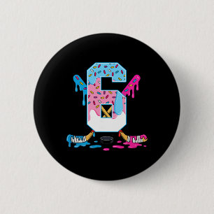 Hockey 6 Years Old Ice Cream Drip 6th Birthday Kid Cm Round Badge