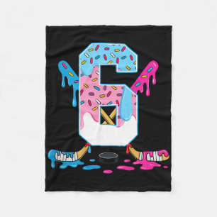 Hockey 6 Years Old Ice Cream Drip 6th Birthday Kid Fleece Blanket