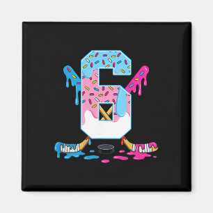 Hockey 6 Years Old Ice Cream Drip 6th Birthday Kid Magnet
