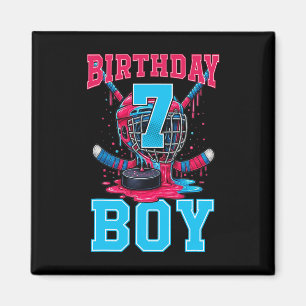 Hockey 7 Year Old Ice Cream Drip 7th Birthday Boy  Magnet