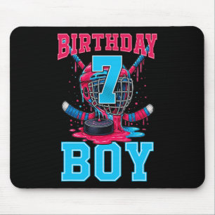 Hockey 7 Year Old Ice Cream Drip 7th Birthday Boy Mouse Mat
