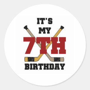 Hockey 7th Birthday Classic Round Sticker