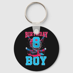 Hockey 8 Year Old Ice Cream Drip 8th Birthday Boy  Key Ring