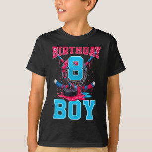 Hockey 8 Year Old Ice Cream Drip 8th Birthday Boy T-Shirt