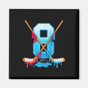 Hockey 8 Year Old Ice Cream Drip Youth 8th Birthda Magnet