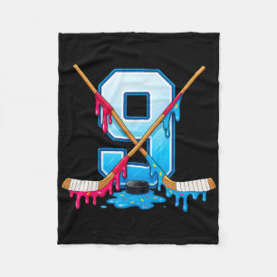 Hockey 9 Year Old Ice Cream Drip Youth 9th Birthda Fleece Blanket