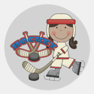 HOCKEY - African American Girl Tshirts and Gifts Classic Round Sticker