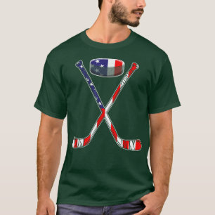 Hockey American Flag 4th Of July Funny Men Boys Ki T-Shirt