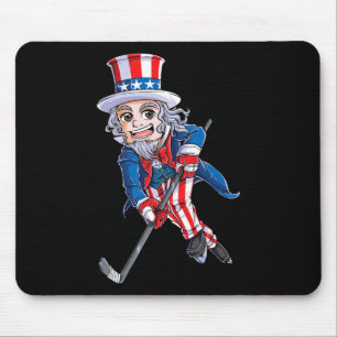 Hockey American Flag 4th of July Kids Boys Uncle Mouse Mat