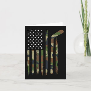Hockey American Flag  Camo US Patriotic Hockey Pla Card