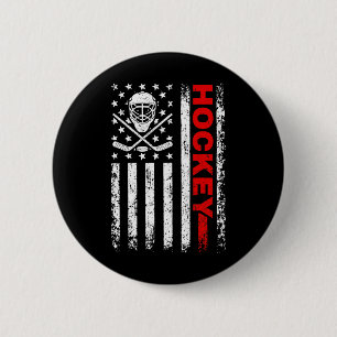 Hockey American Flag Cool Ice Hockey Player Men Wo 6 Cm Round Badge