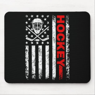 Hockey American Flag Cool Ice Hockey Player Men Wo Mouse Mat