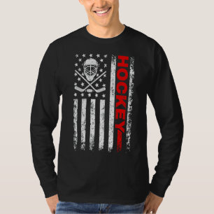 Hockey American Flag Cool Ice Hockey Player Men Wo T-Shirt